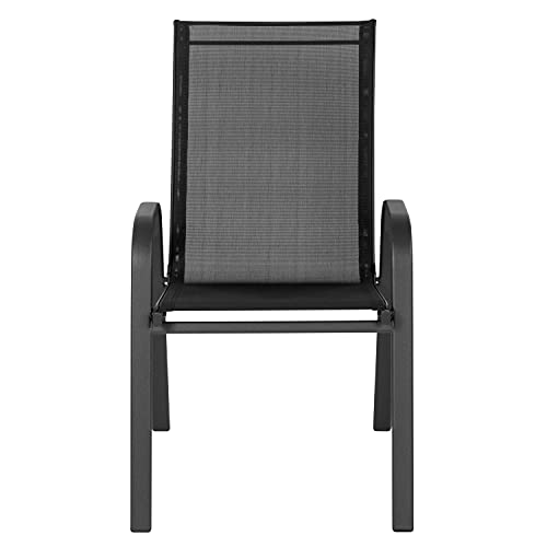 Brazos Series Outdoor Stackable Patio Chairs with Flex Comfort Material, Stacking Outdoor Modern Sling Patio Chairs, Set of 5, Black