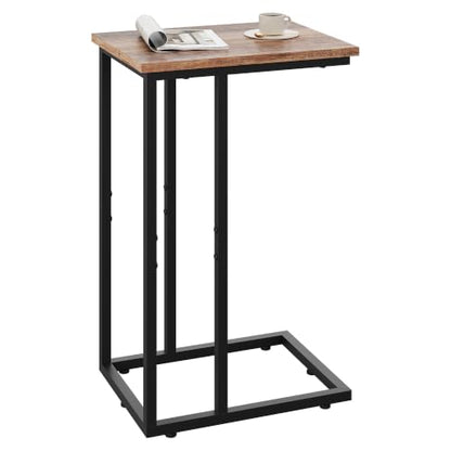 C Shaped End Table, Small Side Tables for Sofa and Bed, Couch Table That Slides Under for Living Room, Bedroom, Home Office, Small Spaces