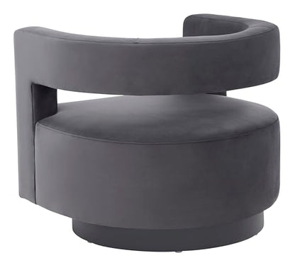 SAFAVIEH Couture Collection Edgar Dark Grey Velvet/Silver Swivel Chair (Fully Assembled)