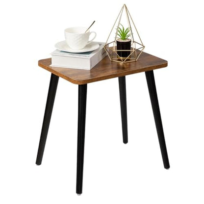Short Side Table, Small Wood End Table Living Room, Mini Bed Side Table Modern Accent Nightstand with Solid Wood for Bedroom Office Small Spaces, Rustic Brown