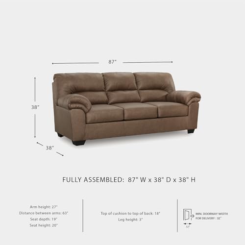 Signature Design by Ashley Walker Point Contemporary Sofa with Removable Cushion, Light Brown