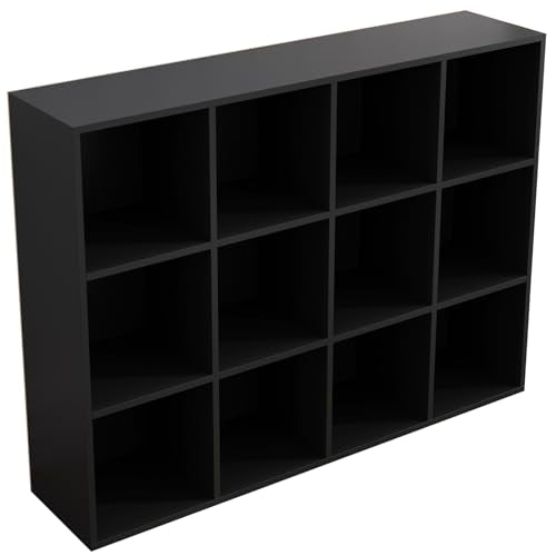 12-Cube Storage Shelf Bookcase, Black, view 2