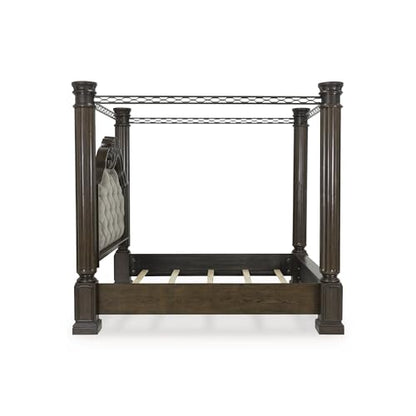 Dark Brown Wood Maylee King Canopy Bed Frame, view 5