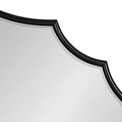 Leanna Glam Oval Mirror, 24 x 36, Black, Modern Scalloped Mirror for Wall
