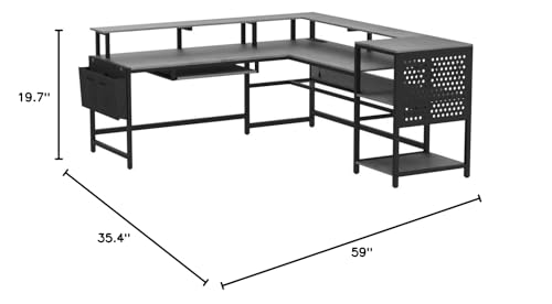 L Shaped Gaming Desk, Convertible 96" Home Office Desk or Corner Desk, view 4