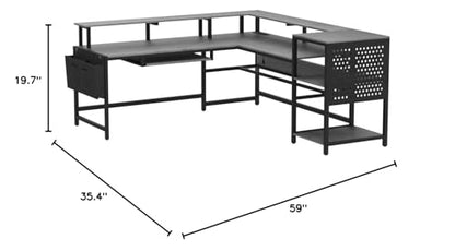 L Shaped Gaming Desk, Convertible 96" Home Office Desk or Corner Desk, view 4