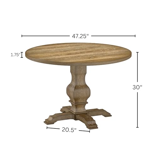 Havre Pedestal Base Round Dining Table, Oak