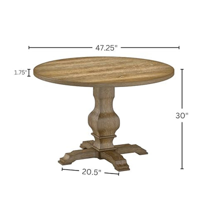 Havre Pedestal Base Round Dining Table, Oak