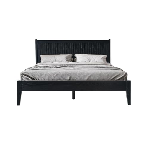 King Size Platform Bed Frame, Solid Wood Bed with Headboard & Footboard, view 2
