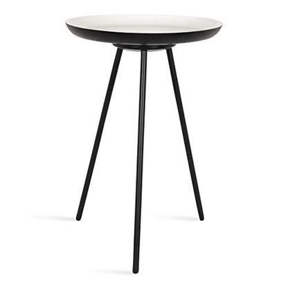 Laranya Modern Side Table, 15" x 15" x 22.5", White and Black, Excellent Sofa End Table and Decorative Accent