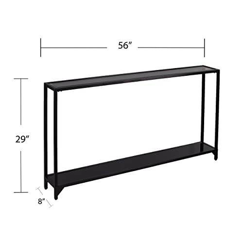 Bergen Narrow Metal Console Table, Dining Room With Open Concept Living Space Glam Style Powder-Coated Iron, Black
