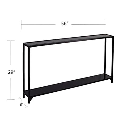 Bergen Narrow Metal Console Table, Dining Room With Open Concept Living Space Glam Style Powder-Coated Iron, Black