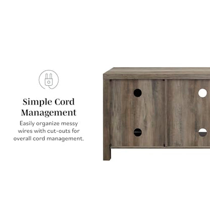 Larae Modern Farmhouse Barn Door TV Stand for TVs up to 65 Inches, 58 Inch TV Table for Living Room, Without Fireplace, Grey Wash