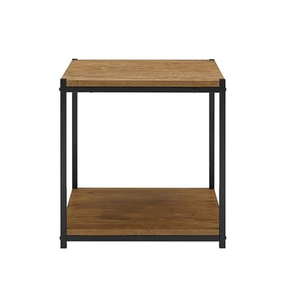 Tall Side End Table Furniture Designs |Brooklyn Series | Night Stand | Coffee Table |Storage Shelf | Sturdy | Easy Assembly | Brown Oak Wood Look Accent Furniture with Metal Frame