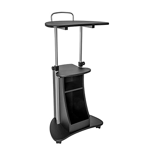 Adjustable Height Rolling Laptop Cart with Storage, Graphite, view 7
