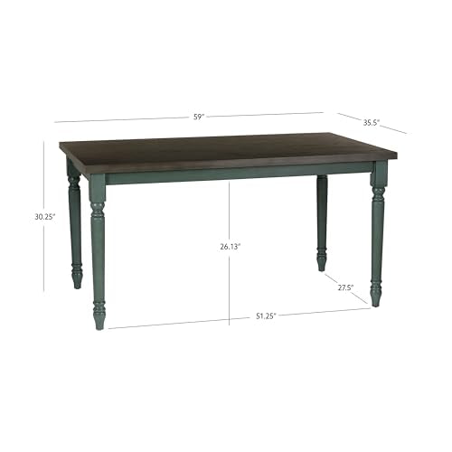 Powell Furniture Willow Dining Table, 35.1/2" x 59" x 30.1/4", Teal & Grey