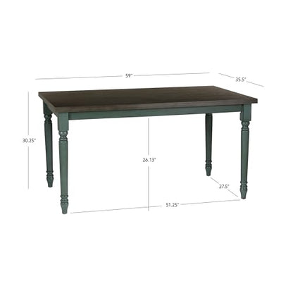 Powell Furniture Willow Dining Table, 35.1/2" x 59" x 30.1/4", Teal & Grey