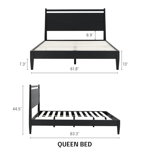 Adept Wooden Bed Frame with Headboard, view 3