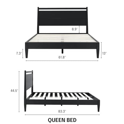 Adept Wooden Bed Frame with Headboard, view 3