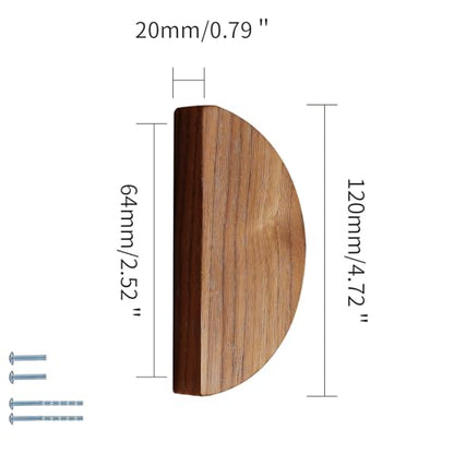 4.7 in-White Ash Wood 4 Pair Circular Wood Grain Cabinet Drawer Handles