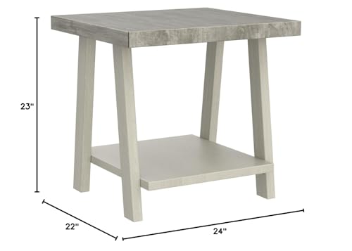 Athens Contemporary Two-Tone Wood Shelf End Table, Weathered Gray and Beige
