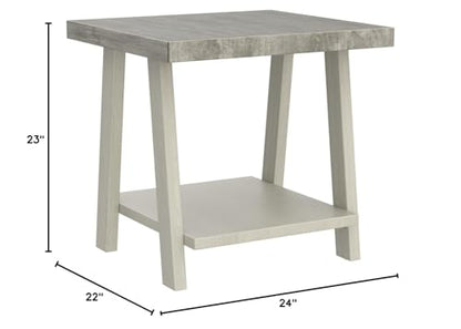 Athens Contemporary Two-Tone Wood Shelf End Table, Weathered Gray and Beige