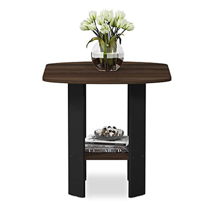 Simple Design Side Table Set of 2, 2-Tier Modern End Table with Soft Edges, Open Shelves Night Stand, Bedside Table, for Living Room, Bedroom, Columbia Walnut