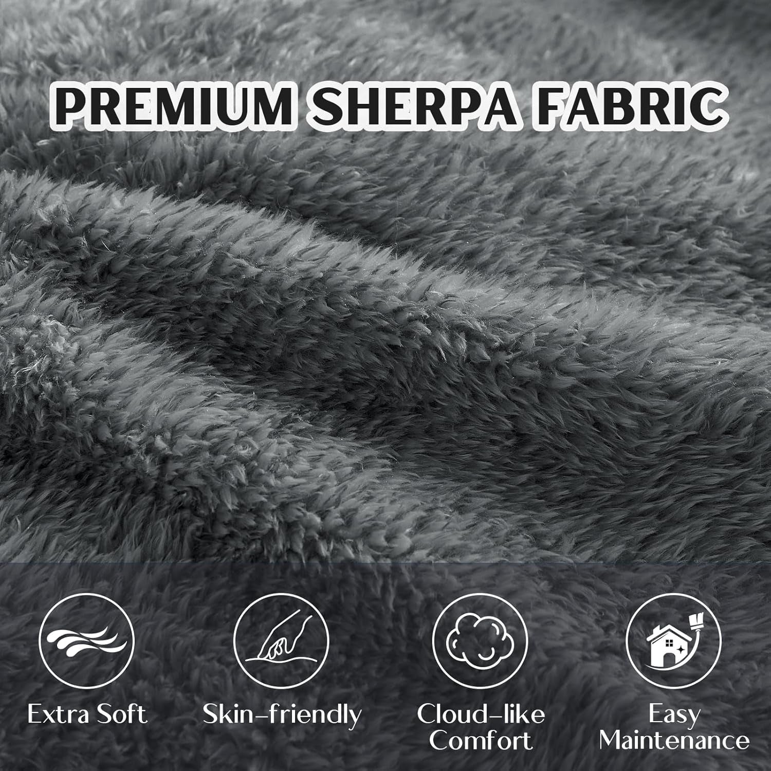 Large Bean Bag Chair,Sherpa Fabric Bean Bag Couch with Backrest,Comfy Bean Bag Sofa for Adults/Teens,Extra Soft Memory Foam Floor Sofa,Dark Grey