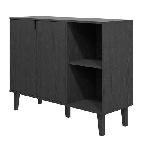 Kitchen Buffet Cabinet Storage Sideboard with 2 Doors 2 Shelves, 41.8" L x 15" W x 32.5" H (Black)