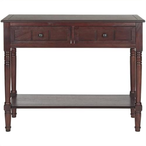 SAFAVIEH Furniture - Samantha 2-Drawer Console Table - Dark Cherry - Solid Wood - Classic Storage Design - Ideal for Entryway, Living Room, Hallway, 35.8"W x 13.8"D x 29.5"H (AMH5710D)