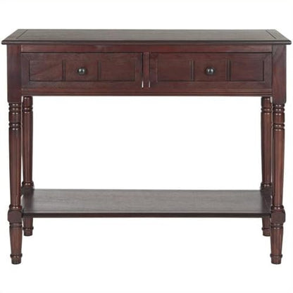 SAFAVIEH Furniture - Samantha 2-Drawer Console Table - Dark Cherry - Solid Wood - Classic Storage Design - Ideal for Entryway, Living Room, Hallway, 35.8"W x 13.8"D x 29.5"H (AMH5710D)