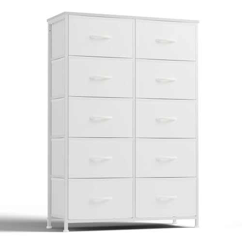 10 Drawer Tall Dresser for Bedroom & Living Room, White, view 2