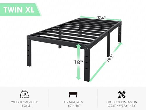 Twin XL Bed Frames - 18 in Sturdy Platform Bed Frame Twin XL, view 3