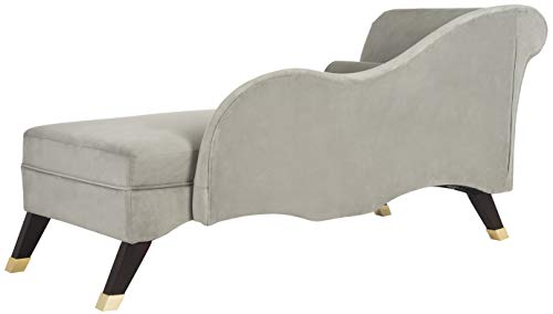 Safavieh Home Collection Caiden Grey Velvet Chaise with Pillow, view 6