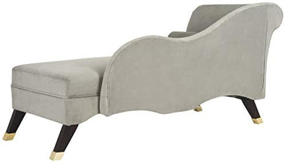 Safavieh Home Collection Caiden Grey Velvet Chaise with Pillow, view 6
