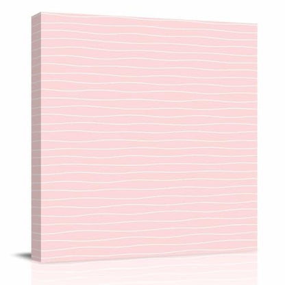 Modern Pink Wavy Stripe Canvas Print Wall, Abstract Trend Rippling Water Lines Framed Canvas Art Wall Decor Pictures Painting Artwork for Living Room Bedroom, Ready to Hang, 28" x 28"