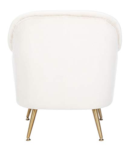 Safavieh Home Brienne Retro Glam Ivory Velvet and Brass Arm Chair
