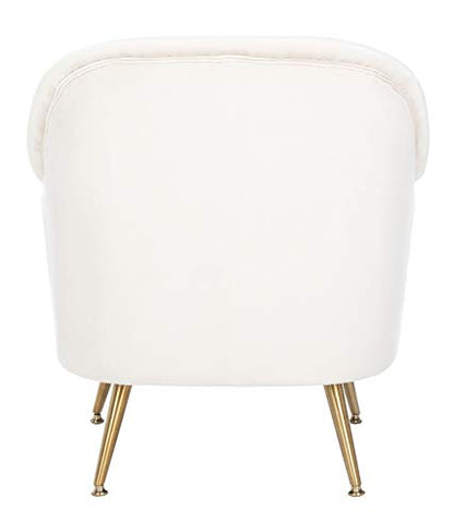 Safavieh Home Brienne Retro Glam Ivory Velvet and Brass Arm Chair