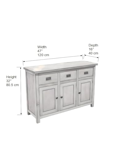 Solid Wood Long Sideboard Measuring 47" x 16" x 32" - MS405 (Natural/Waxed), view 3