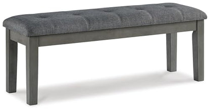 Signature Design by Ashley Hallanden Collection 50" Cushioned Dining Bench, Textural Fabric with Solid Wood Legs, Contemporary Two-Tone Gray Finish for Kitchens and Dining Rooms