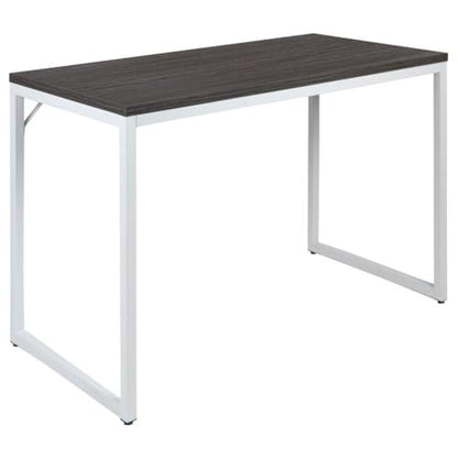 Kimberly Tiverton Industrial Modern Desk-Rustic Gray/White Commercial Grade Computer Desk-47" Sturdy Home Office Desk-Writing Desk