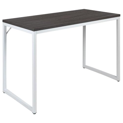 Kimberly Tiverton Industrial Modern Desk-Rustic Gray/White Commercial Grade Computer Desk-47" Sturdy Home Office Desk-Writing Desk