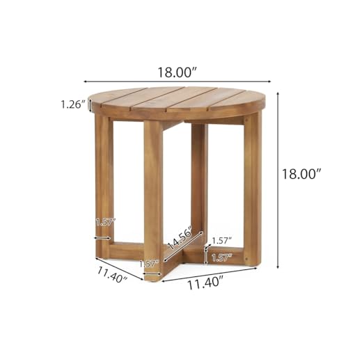 Maze 3-Piece Acacia Wood Patio Furniture Set, Outdoor Conversation Club Chair Set with Coffee Table, Patio Chat Set for Backyard Balcony, Teak+Beige