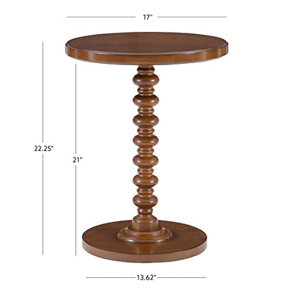 Powell Tarkin Round Hazelnut Turned Spindle Pedestal Side Accent Table