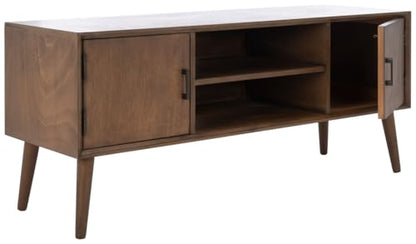 SAFAVIEH Sorrel TV Stand for up to 55" Flatscreen – Brown, 2 Doors with Interior Storage, 2 Open Shelves, Entertainment Media Console (MED5701C)