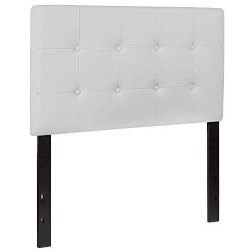 Size Headboard in White Twin Button Tufted Headboard, Adjustable Bed Rail Slots, view 4