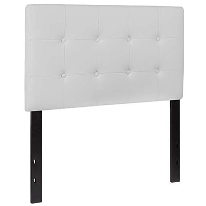 Size Headboard in White Twin Button Tufted Headboard, Adjustable Bed Rail Slots, view 4
