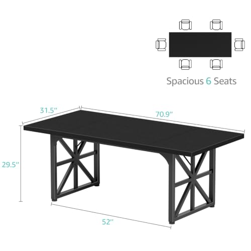 71" Executive Desk, Large Computer Table for Home Office, Black, view 3