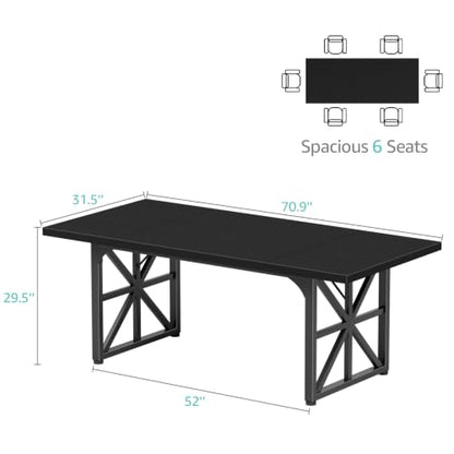 71" Executive Desk, Large Computer Table for Home Office, Black, view 3