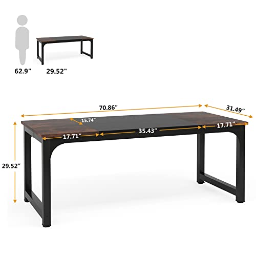 70.8”Executive Desk, Large Office Computer Desk with Thicken Frame, view 3